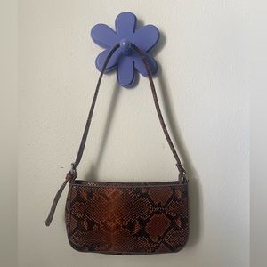 brown snake skin print shoulder bag